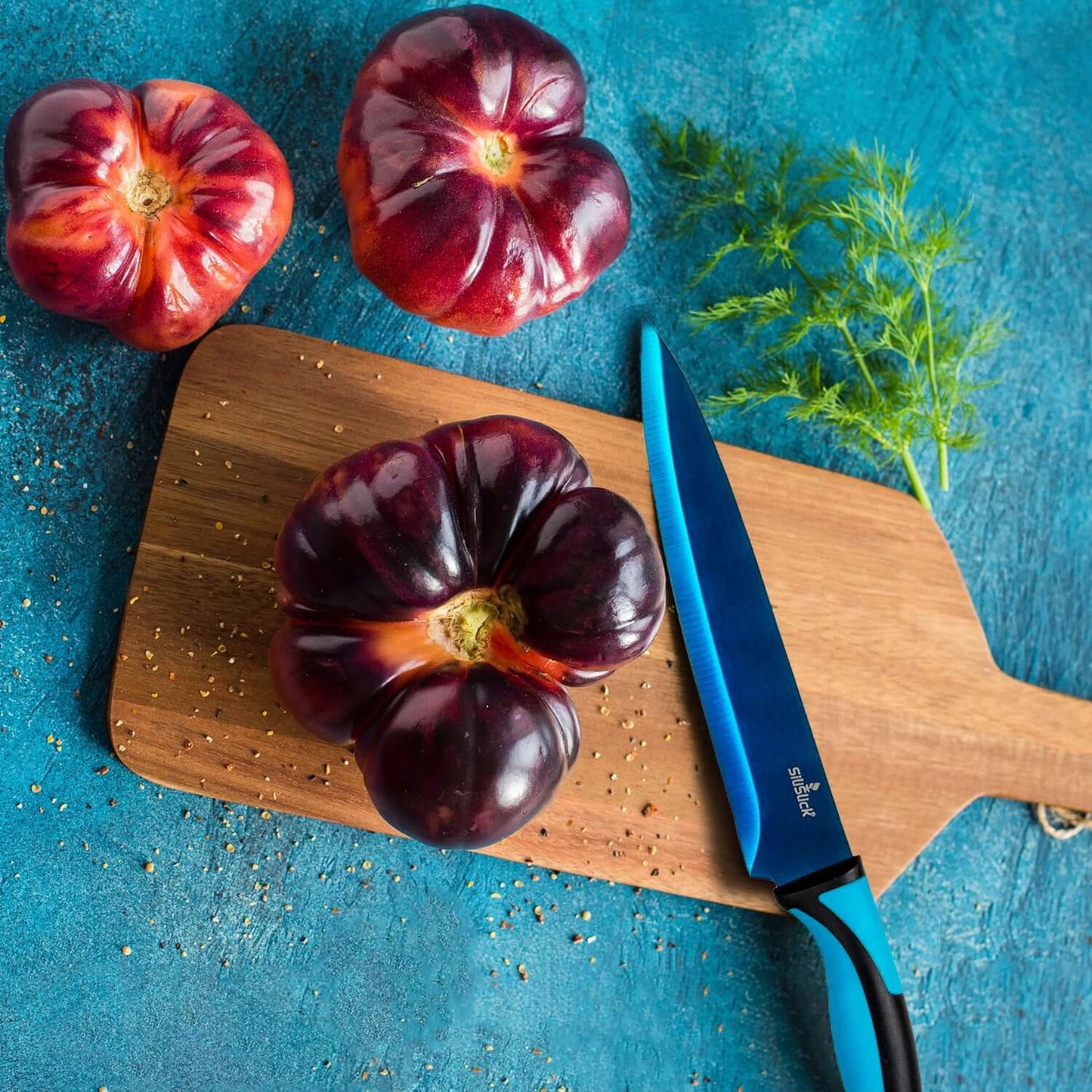 kitchen knife set with magnetic rack and portable sharpener